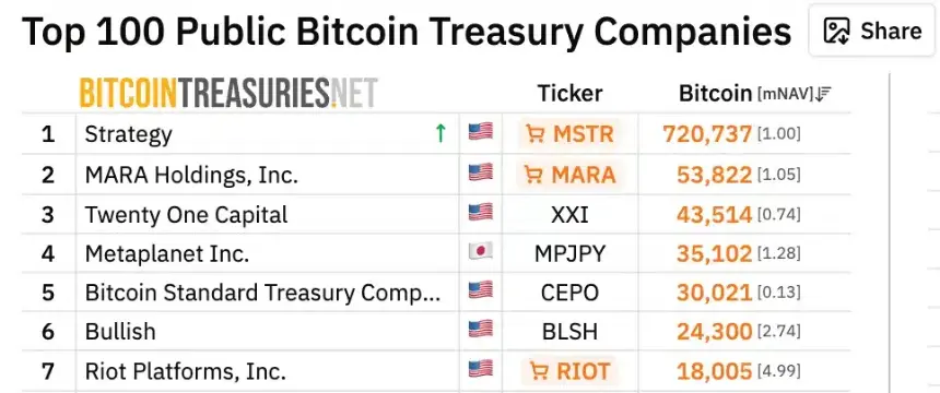 Public Bitcoin Treasury Companies