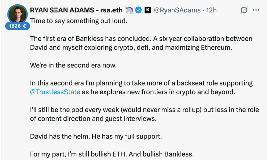 Bankless创始人清仓ETH，以太坊信仰集体幻灭