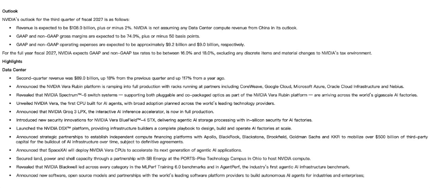 AI资本中心？英伟达FY 2027 Q2财报：增长仍在加速，AI超级周期进入多线并行阶段