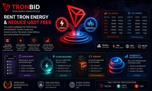 TronBid升级为TRON能量双边市场，助力用户降低USDT交易手续费